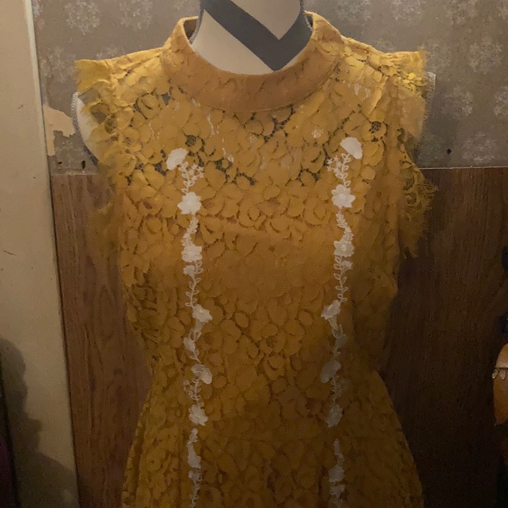 Francesca’s Marigold Lace Dress Large NWT